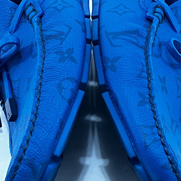 Louis Vuitton Blue Monogram Driver Moccasins Size UK 7.5/USA 8.5 - Picture 8 of 11